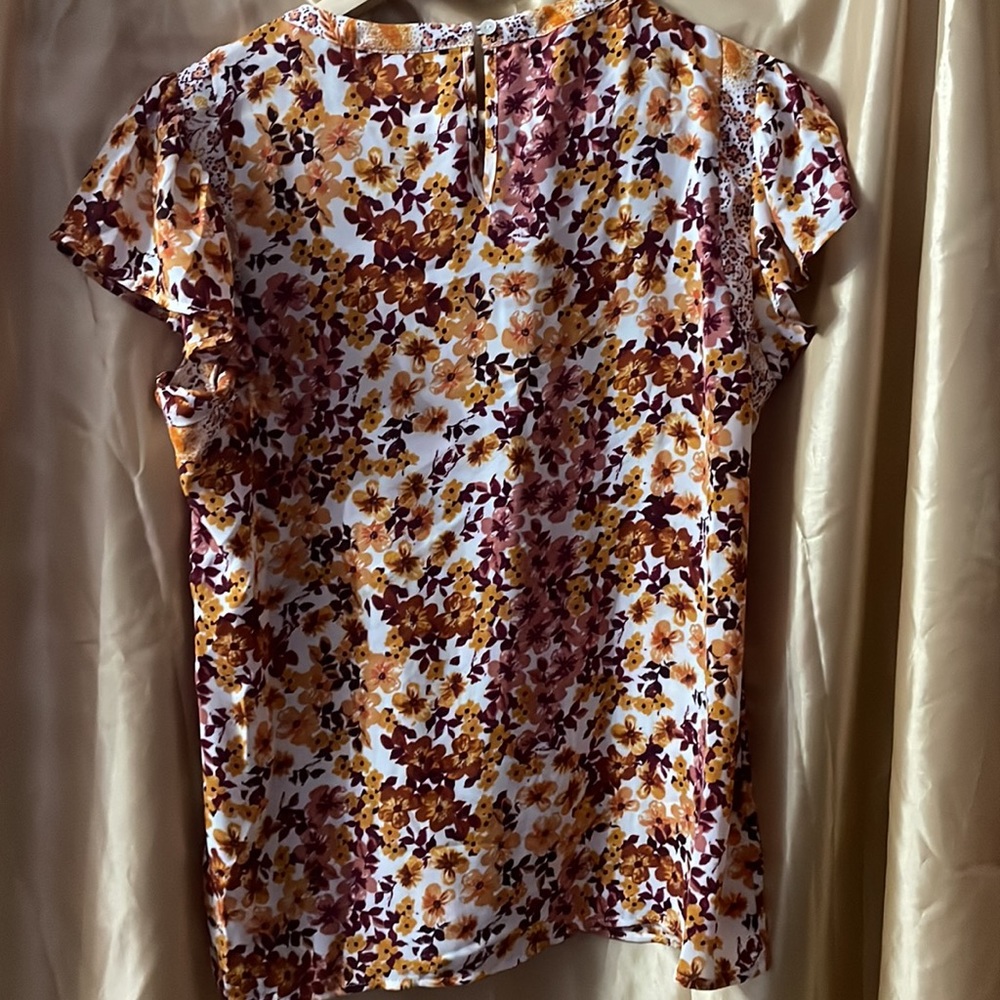 DR2 Floral Blouse - Burgundy and Mustard - Picture 6 of 7